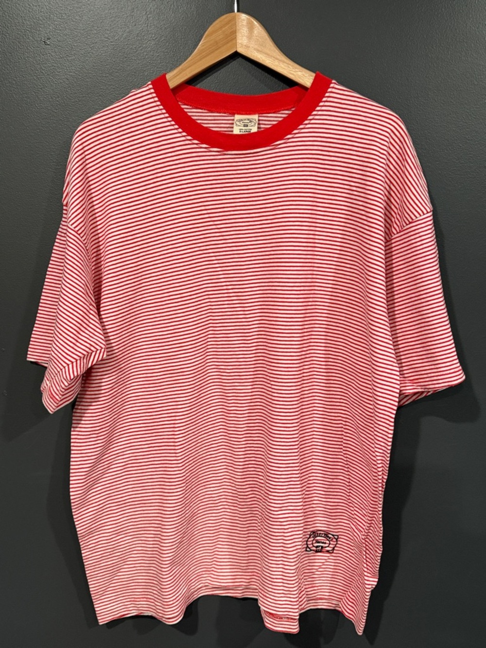 Hanes Other Wear Men's Red & White Striped Short-Sleeve Tee XL